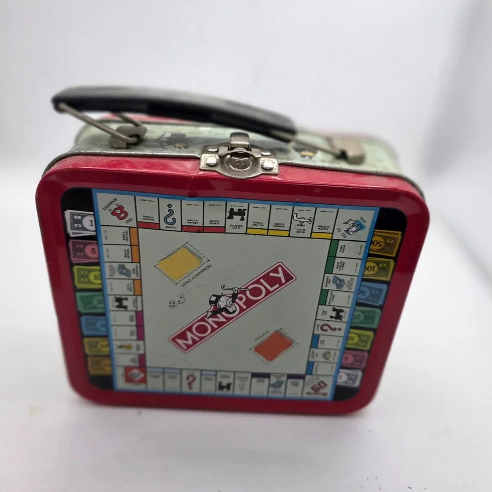1997 Hasbro Monopoly Mini Metal Tin Lunch Box Mr. Pennybags Collectible